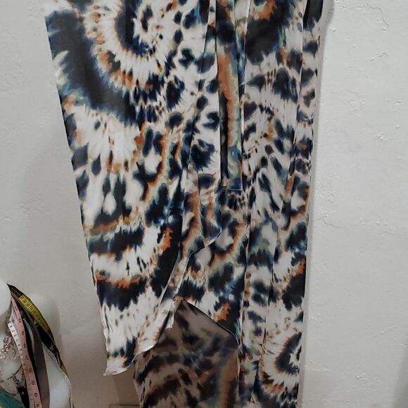 BCBCMaxAzria Tara Dress - Multicolor Abstract Tie Dye - Asymmetrical Maxi Dress - Picture 2 of 15